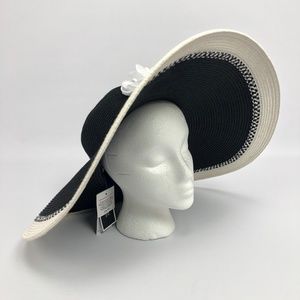 Nine West Black and White Super Floppy Derby Hat
